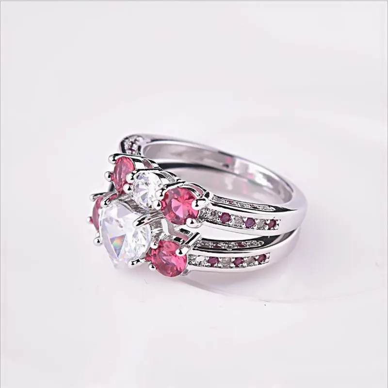 Модные кольца Everoyal с красным кристаллом в форме сердца для женщин ювелирные