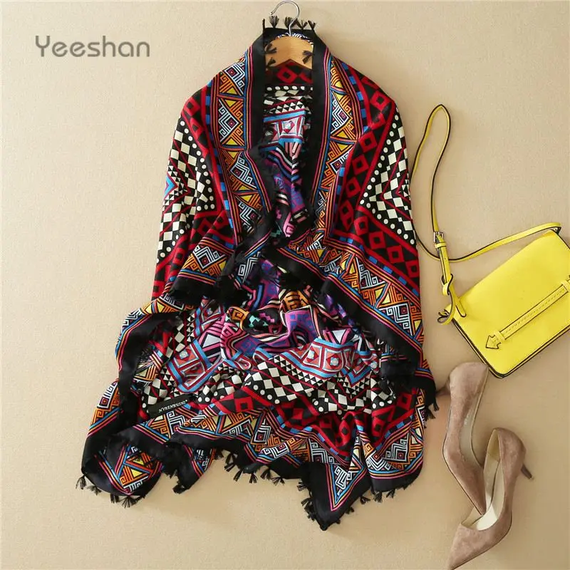 Yeeshan Геометрическая Шарф Зимы Женщина из Индии Шарфы для Женщин 114*114 см Площади