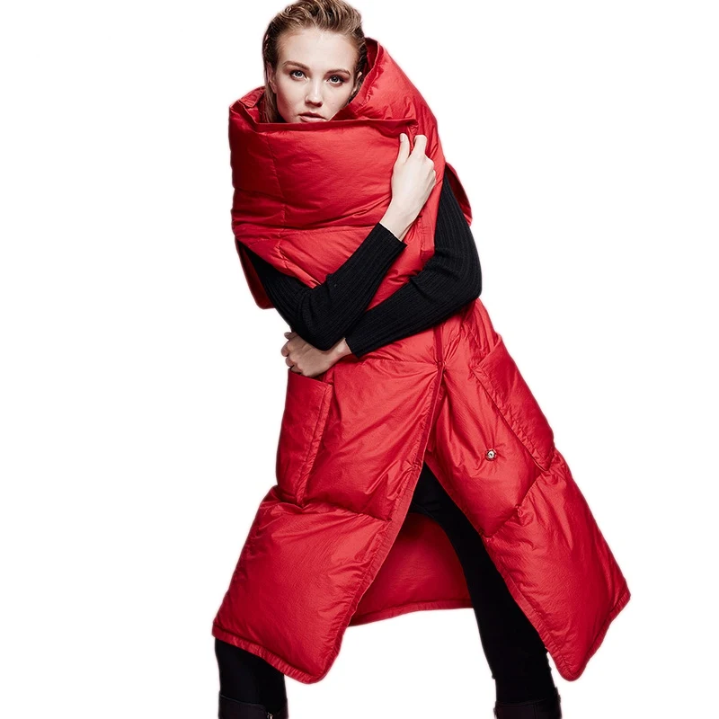 (TopFurMall) Европейская осенне зимняя женская парка пуховый жилет для леди X Long тонкая