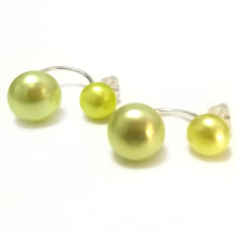 

Wholesale 7mm & 10mm 925 Sterling Silver Red Natural Button Double Pearl Earring