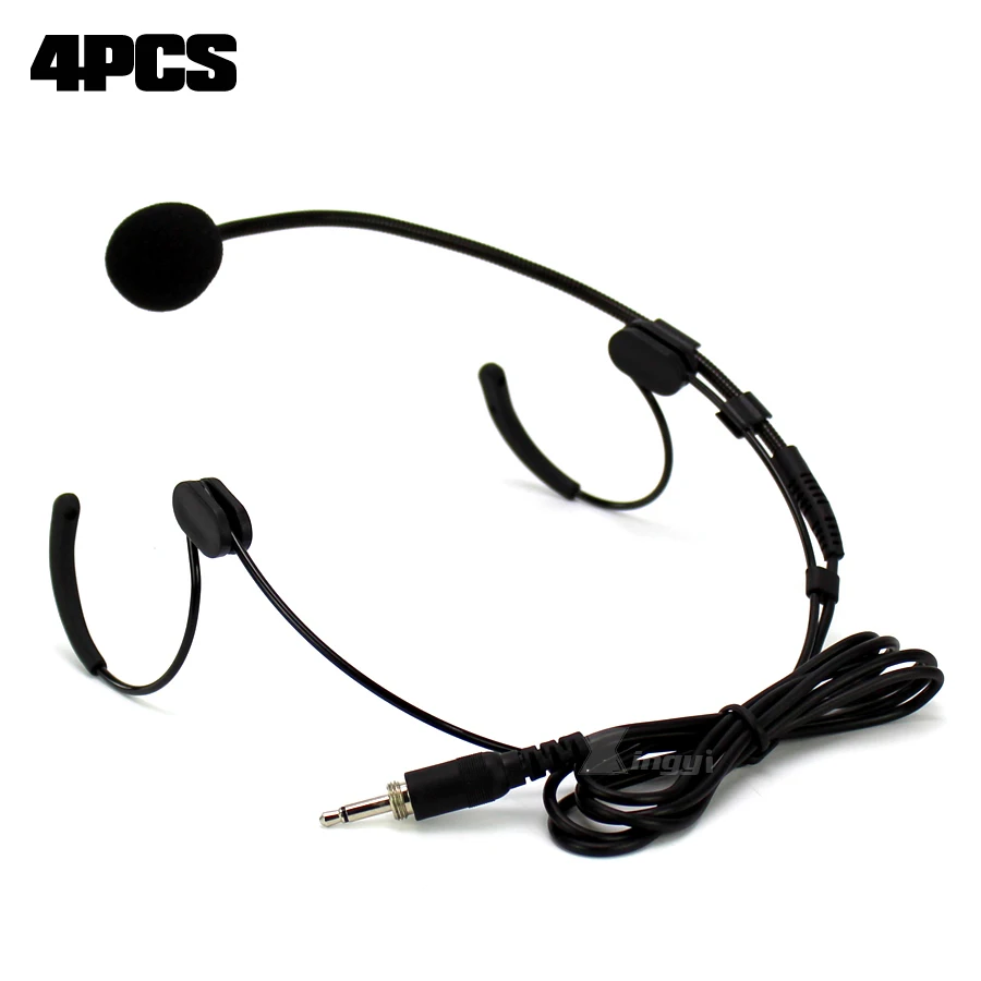 

4Pcs 3.5mm Jack Male External Screw Lockable Dual Earhook Headset Mic Headworn Microphone For Wireless Beltpack Transmitter Sing