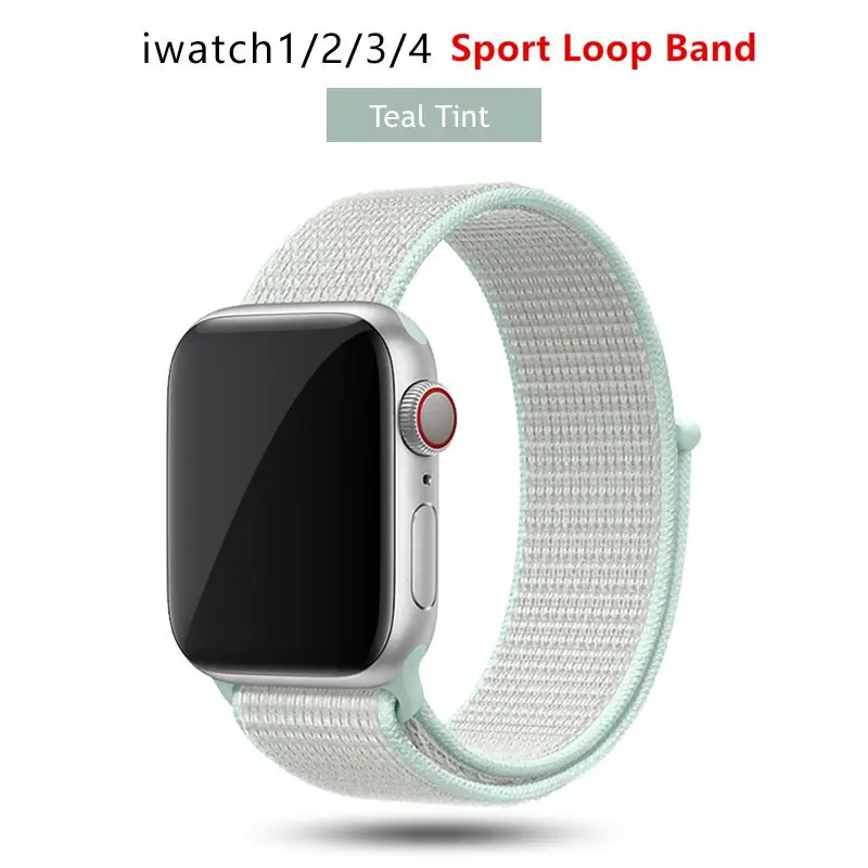 EW Teal Tint Нейлоновый ремешок для Apple Watch 42 мм 38 мм iWatch 4 ремешка 44 мм 40 мм Браслет спортивная петля ремешок для часов ремень для часов дышащий 5 4 3 2 1 - Цвет ремешка: EW Teal Tint