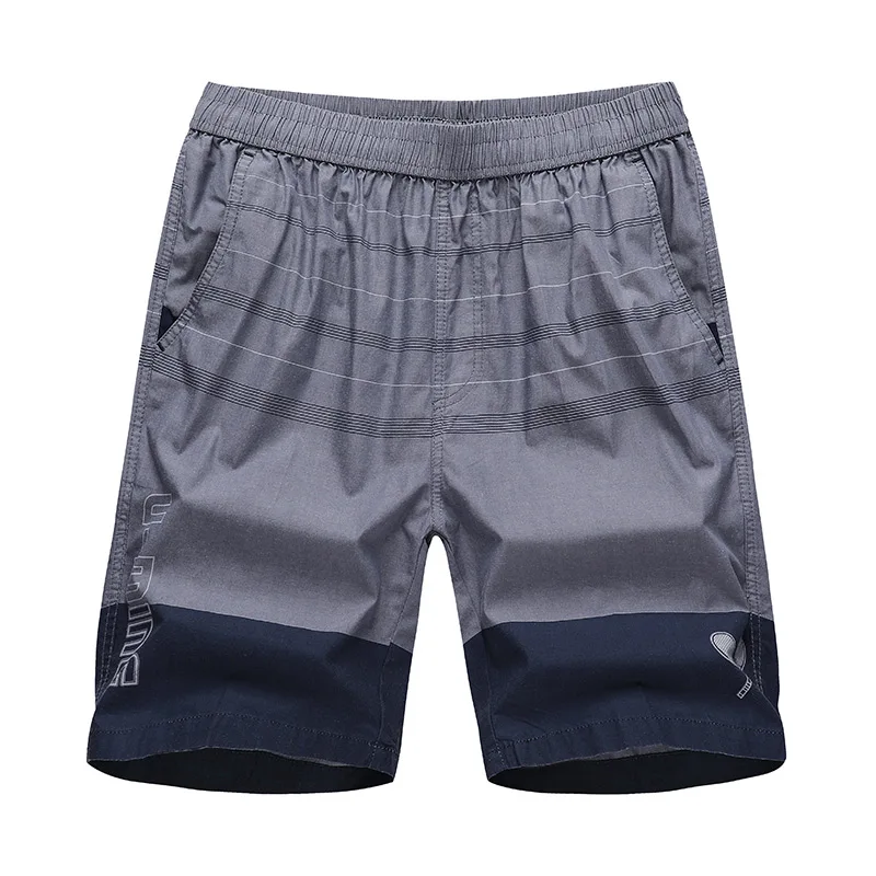 Men Cotton Running Shorts Elastic Pocket Breathable Sportswear Summer Casual Striped Short Trousers Plus Size Drop Shipping - Цвет: 88-Gray