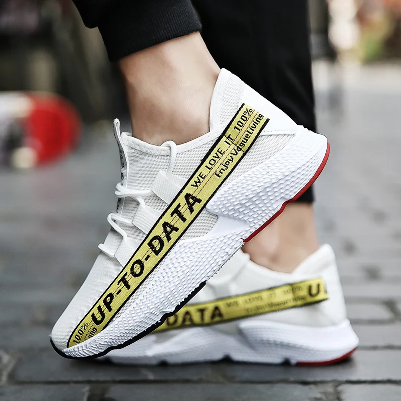 2019 spring and summer new letters sneakers flying woven breathable mesh shoes soft bottom hiking trend casual men's | Обувь