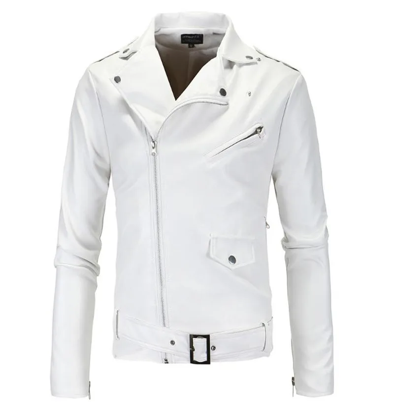 Короткий Мужской Пиджак из искусственной кожи на молнии с длинным рукавом обхват