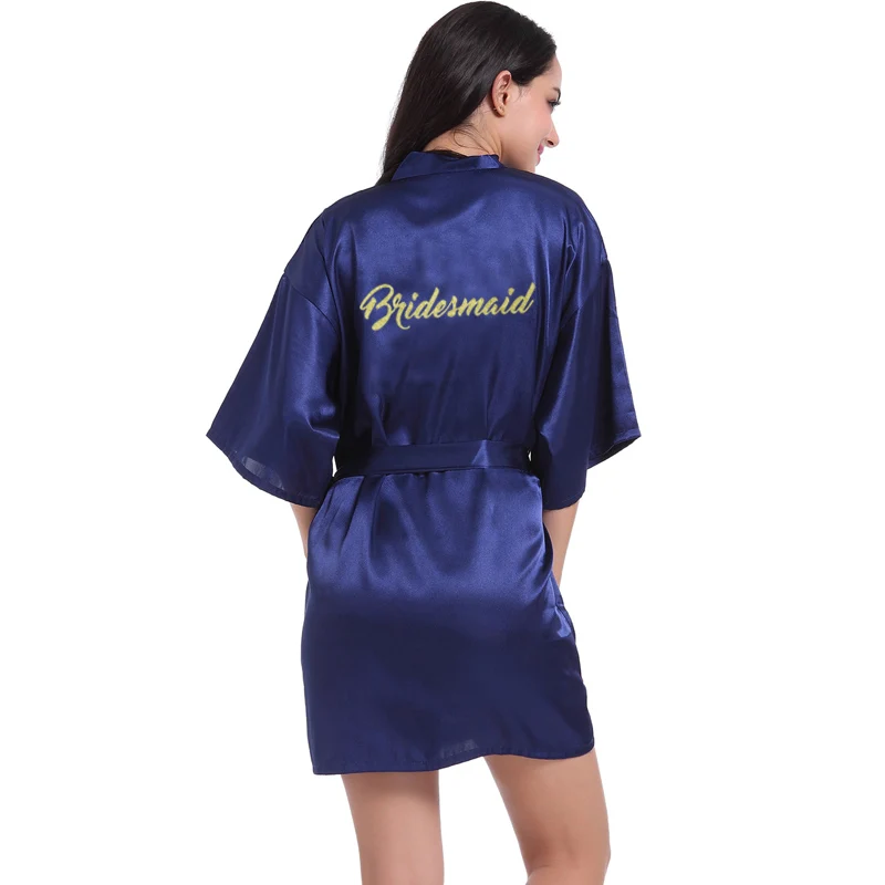 Модный Шелковый халат RB91 для невесты и матери с золотыми буквами пикантное
