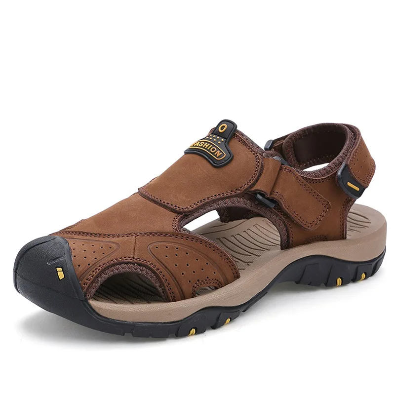 Мужские летние сандалии COSIDRAM пляжная обувь из натуральной кожи с мягкой подошвой