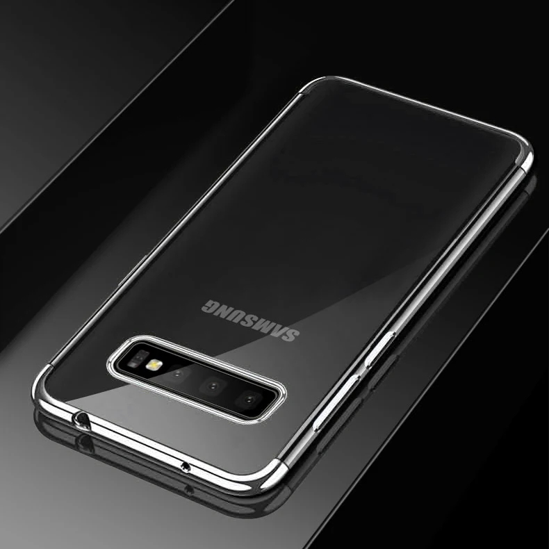 Серебристый Чехлы для samsung Galaxy S10 S10e 5G S8 S9 плюс S7 edge Note 8 9 A6 A8 A7 J4 J6 J8 J2 CORE покрытие TPU Мягкий силиконовый чехол - Цвет: Серебристый