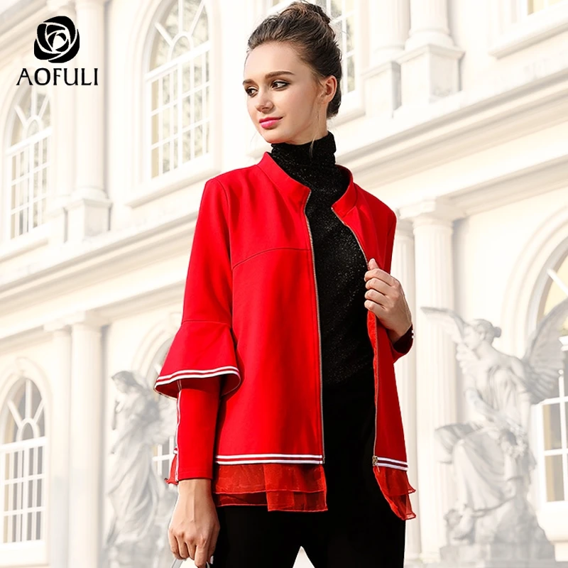 AOFULI M Xxxl 4xl Женское зимнее пальто трапециевидной формы элегантное красное с