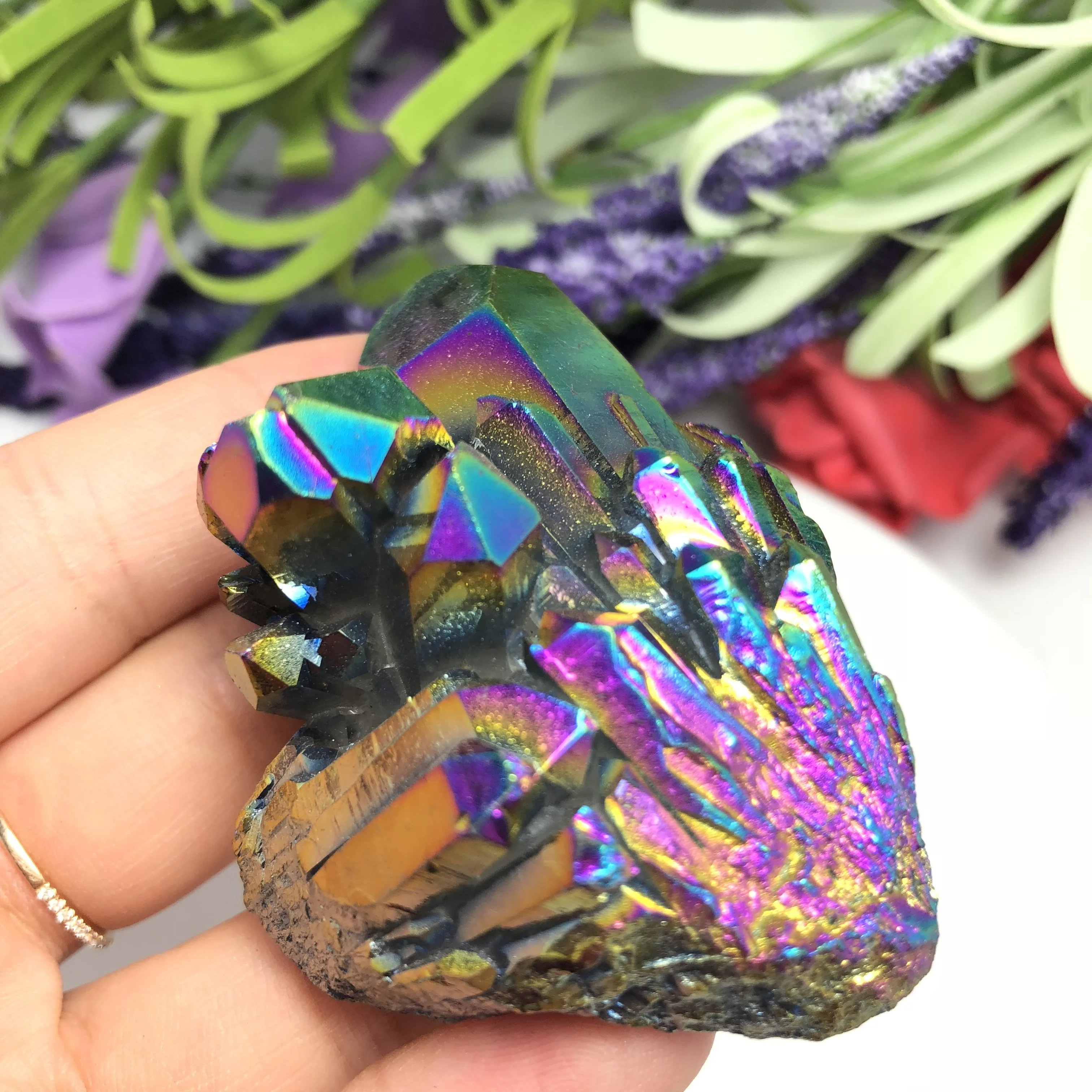 Аура кварцевый кристалл кластерный Ангел натуральный Druzy Geode образцы минералов