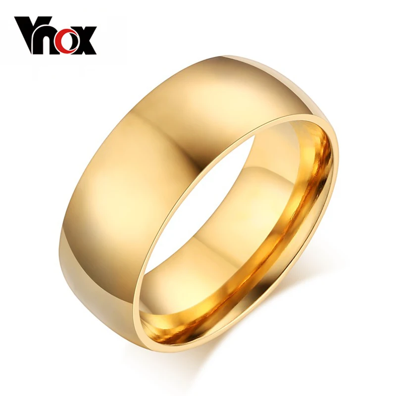 Vnox 6 мм/8 мм золото-цвет Нержавеющая сталь свадебные Обручальные кольца для