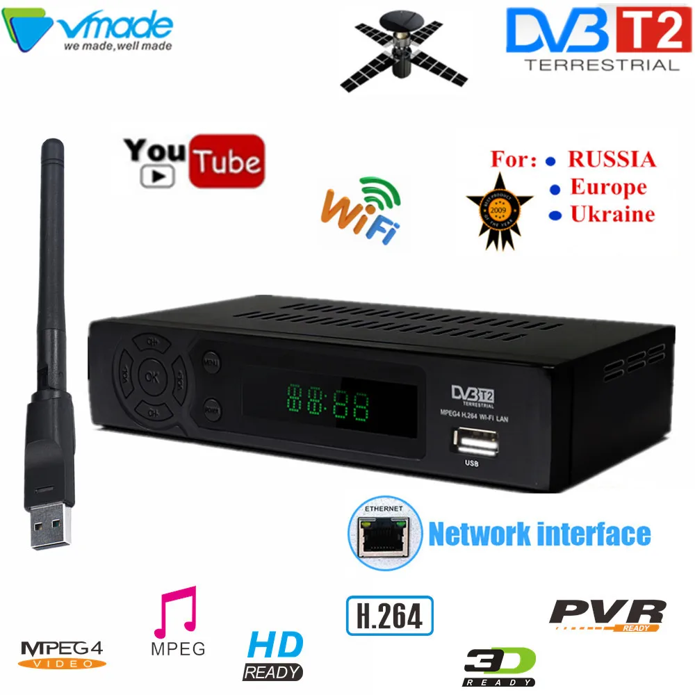 HD DVB tv Box dvb t2 full hd цифровое эфирное ТВ приём T2 8939 с USB wifi ТВ-тюнер H.264 Поддержка youtube