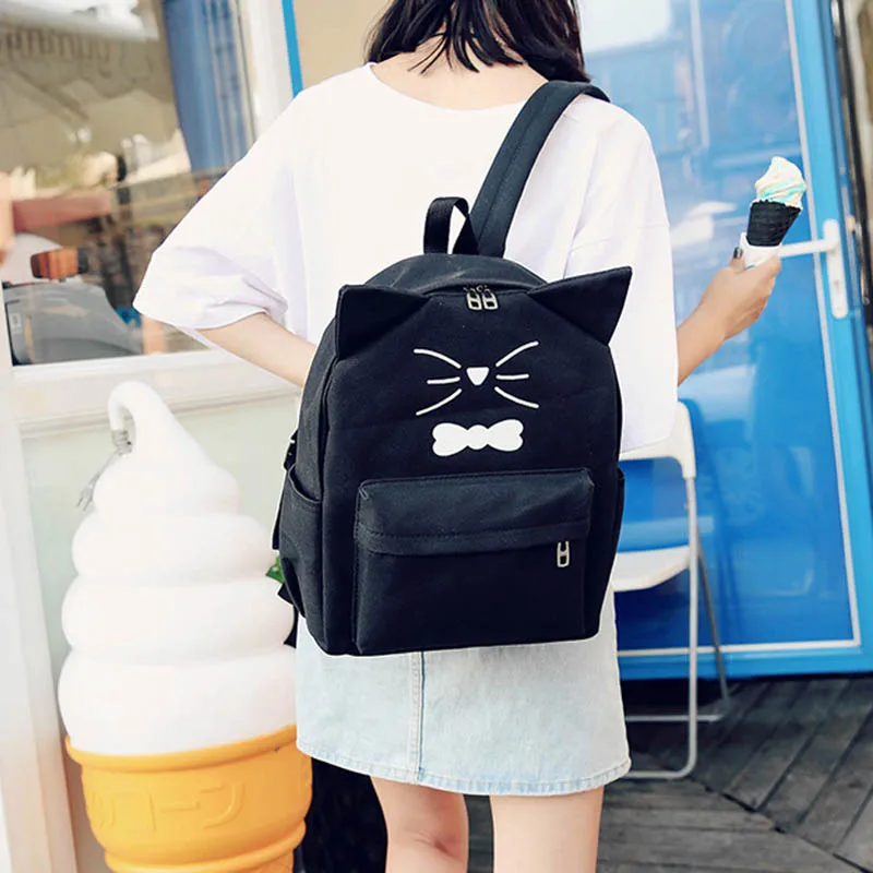 Милый женский рюкзак с кошачьими ушками для девочек школьная сумка повседневный