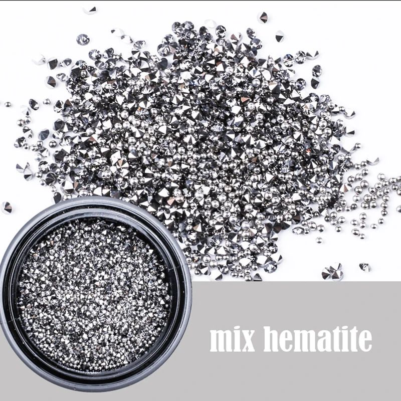 1 Box Two Styles Nail Art Mix Metal Beads Pointback Rhinestone Mini For Nails 3D Stones DIY Design Manicure Diamonds | Красота и