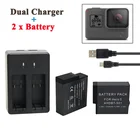 Батарея для GoPro Hero 5 6 7 8 2 шт. 1220 мАч батарея для GoPro 5 + двойное зарядное устройство для GoPro Hero5 6 7 8 Черные Аксессуары для камеры