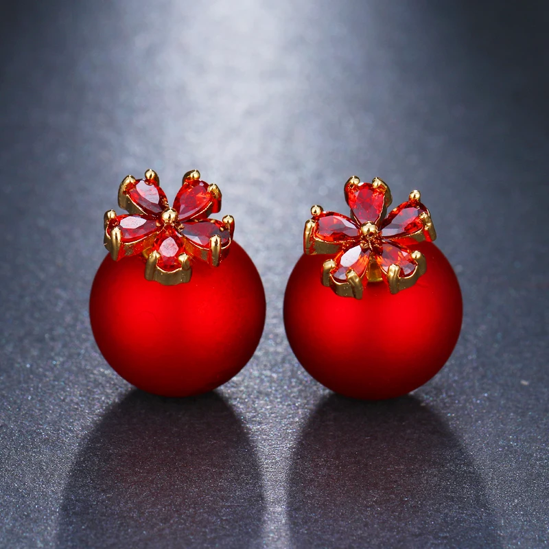 Druzy женские серьги для невесты с искусственным жемчугом красные цирконием