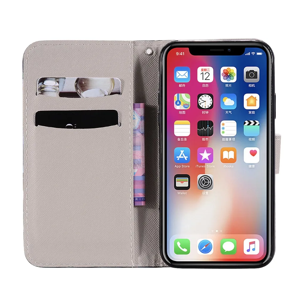 Магнитный флип-чехол для iPhone X XS Max XR 8 7 6S Plus 5S SE 5C с 3D узором из искусственной кожи