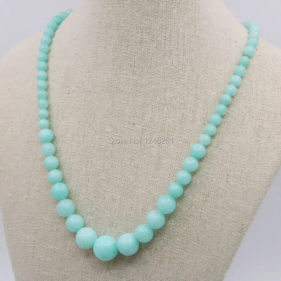 Ожерелье башня из голубого амазонита на удачу 6 14 мм цепь круглые бусины