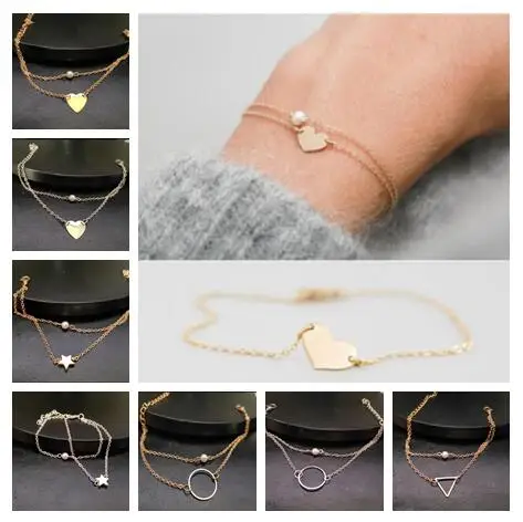 L 269 2018 hot new summer pearl double layer necklace alloy pendant bracelet female jewelry accessories factory direct | Украшения и