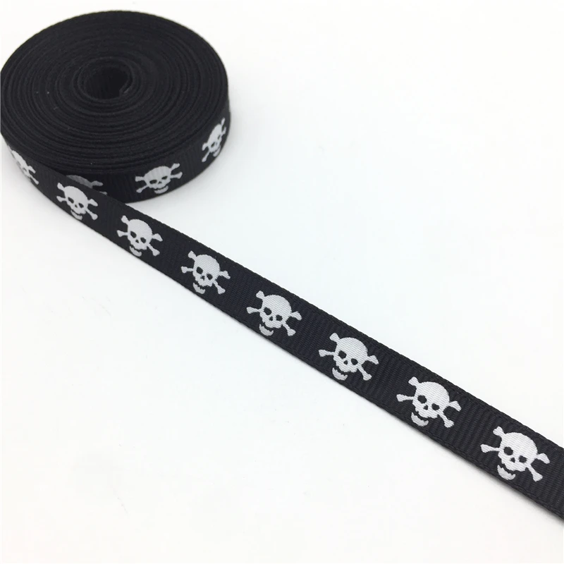 5 ярдов 3/8 &quot(10 мм) напечатанный череп Grosgrain лента для пояса подарочная упаковка