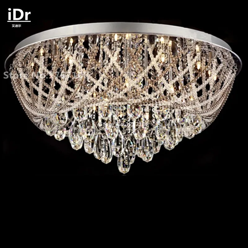 Современные Круглые Хрустальные потолочные светильники освещение для гостиной