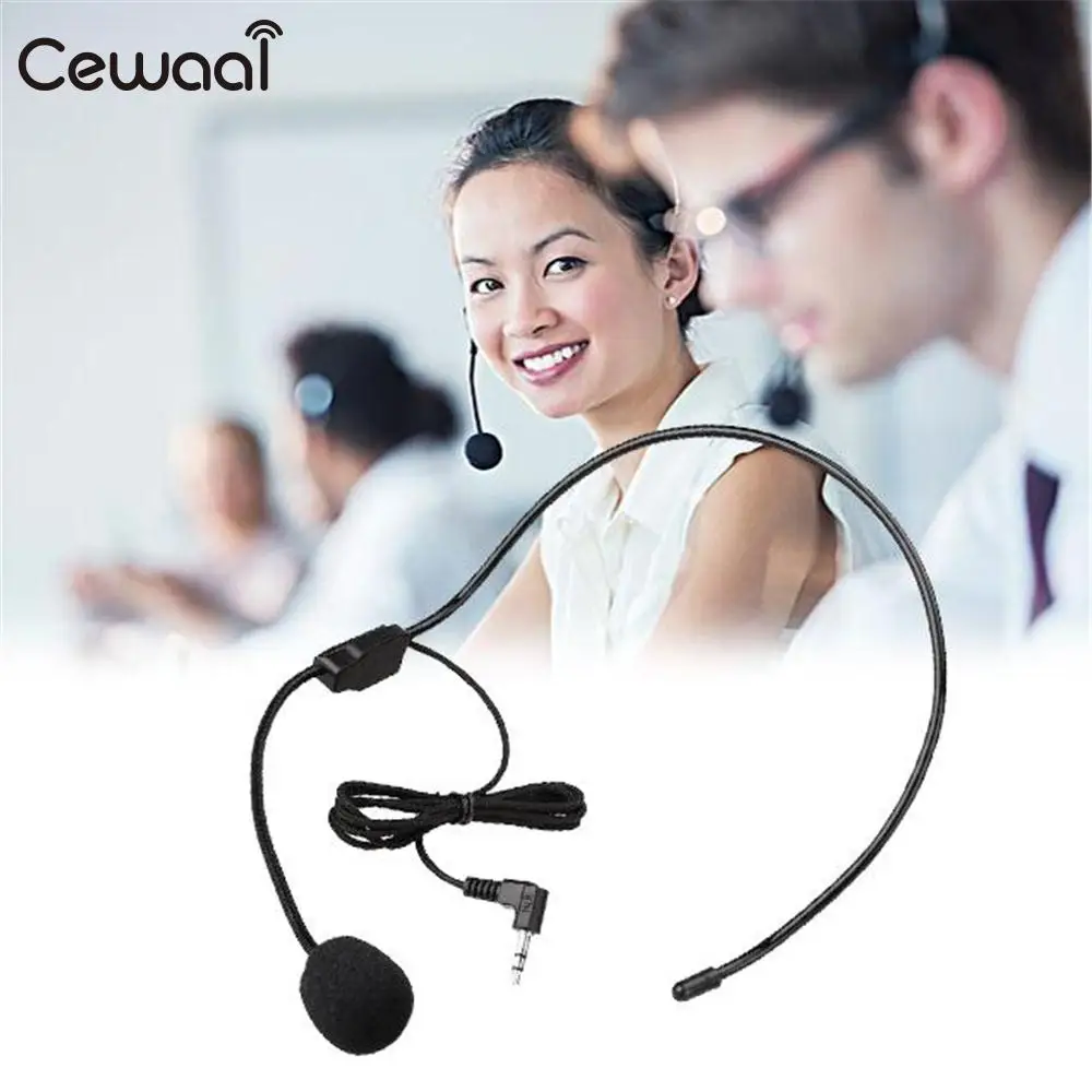 Cewaal 3.5mm Wired Headworn Microphone Microfono MIC For Voice Amplifier Loudspeaker Speaker Speech | Электроника