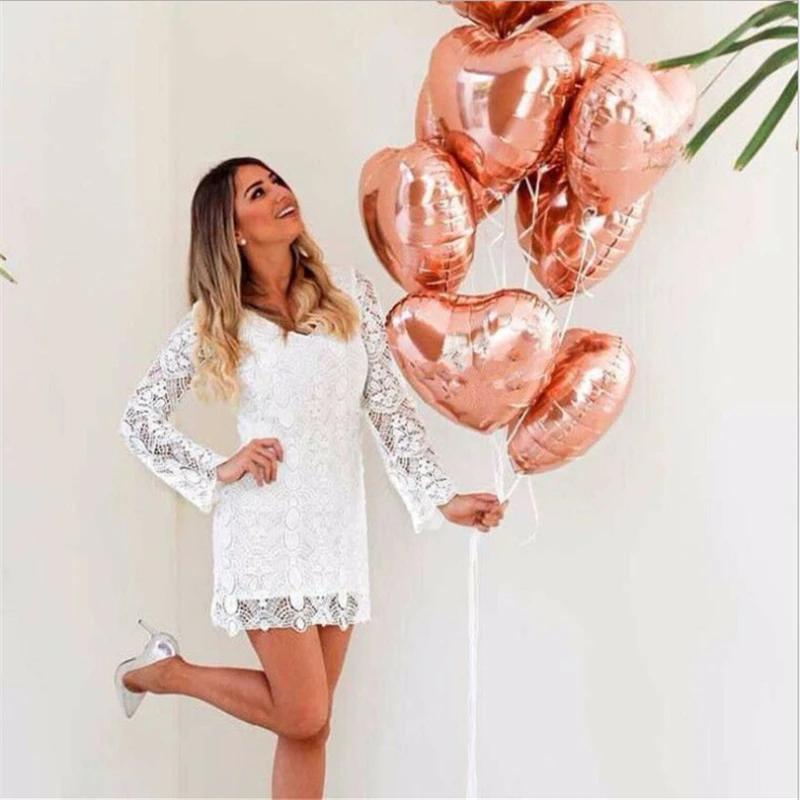 Rose gold champagne color series heart round star foil balloon confetti latex birthday wedding party Decorations | Дом и сад