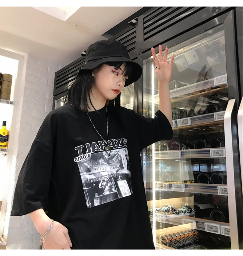 Harajuku футболки женские Простые Топы с буквенным принтом Корейская летняя футболка хип-хоп Уличная одежда для отдыха универсальные футболки с коротким рукавом