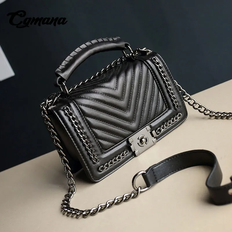 CGmana женские сумки 2018 роскошные женская сумка дизайнерская на плечо с цепью