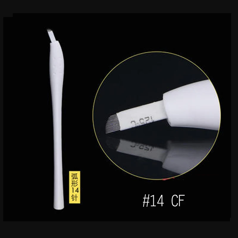 10 шт. новые белые одноразовые microblading ручек #14 pins иглы татуаж машина Руководство