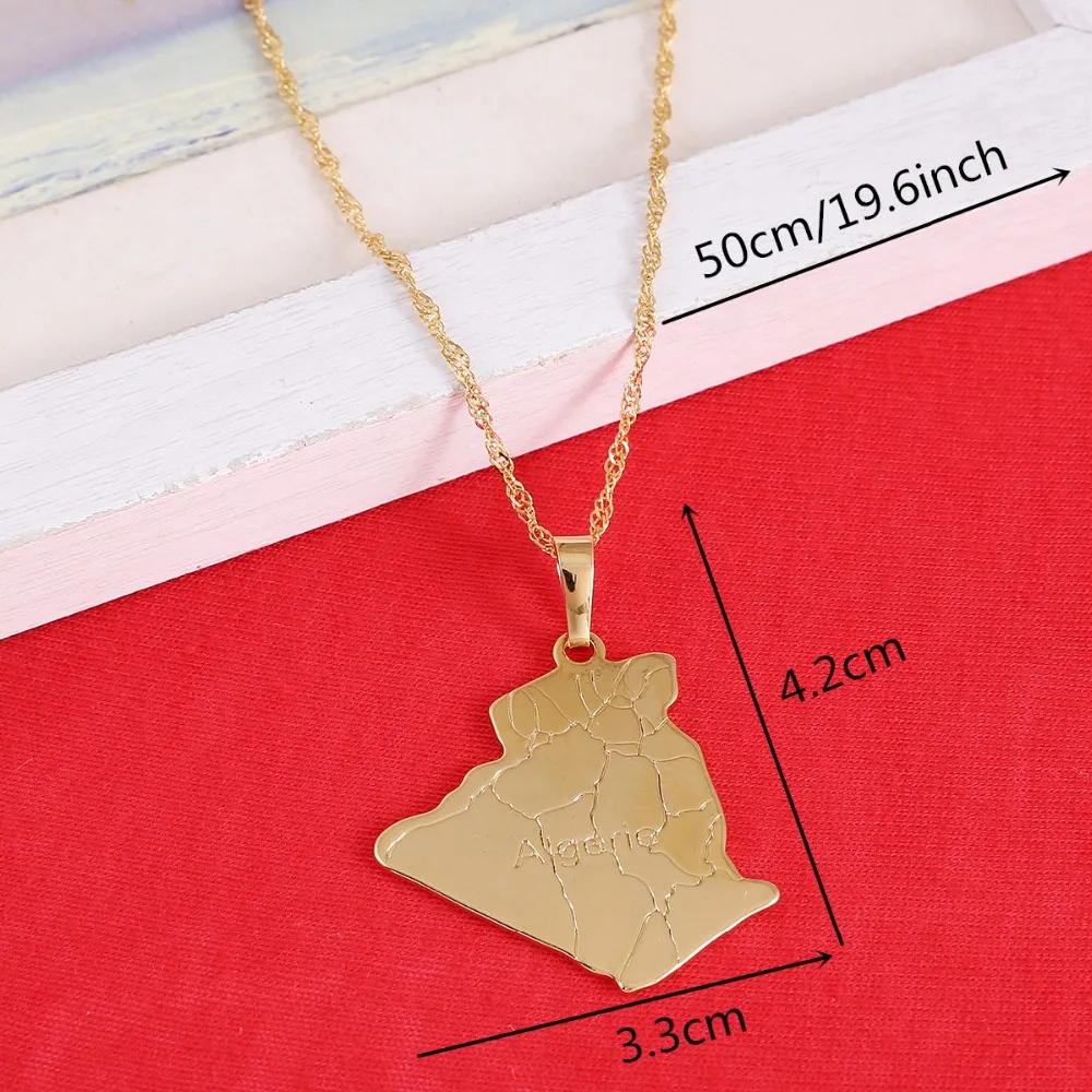 Алжир карта ожерелье кулон золотой цвет модные ювелирные изделия страна из