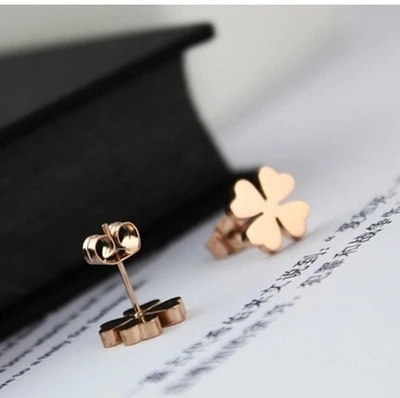 Золотистые/Серебристые серьги в виде четырехлистного клевера лидер продаж
