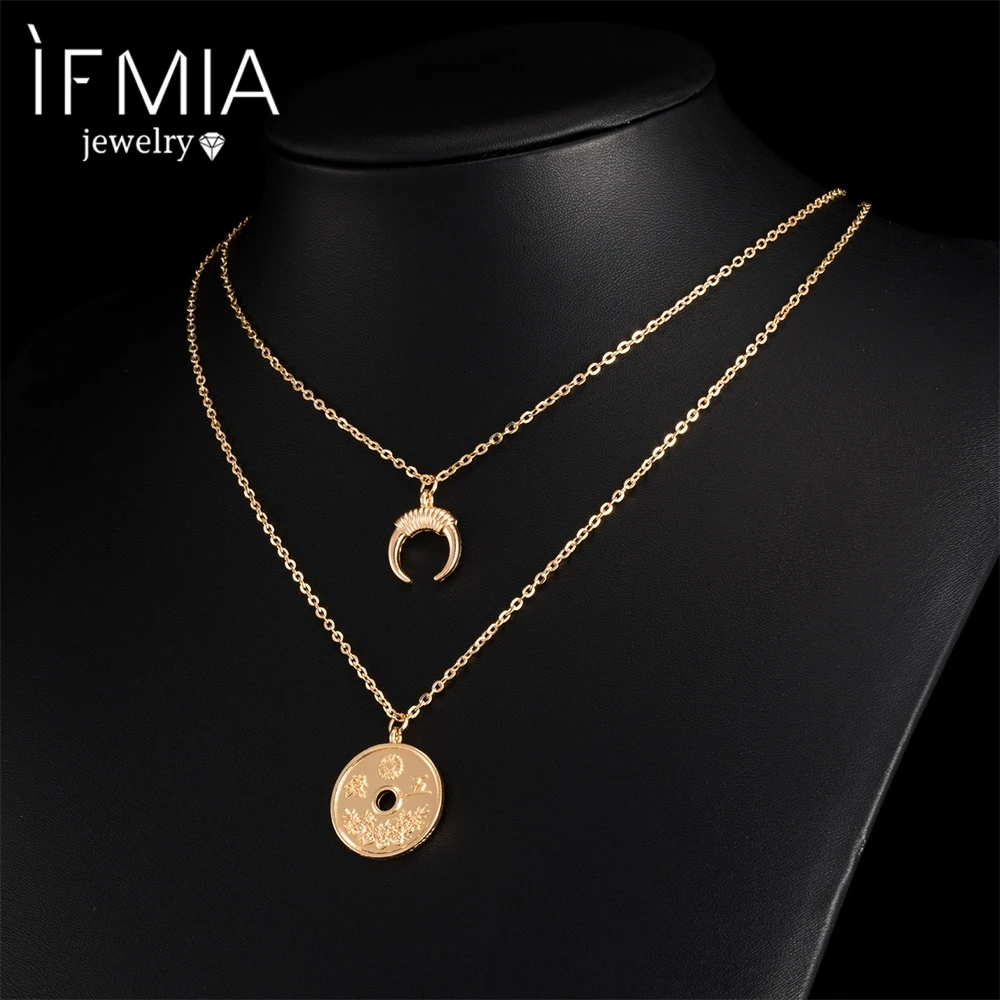 IFMIA богемное ожерелье с кулоном в виде Луны и монет новинка 2018 модное женское