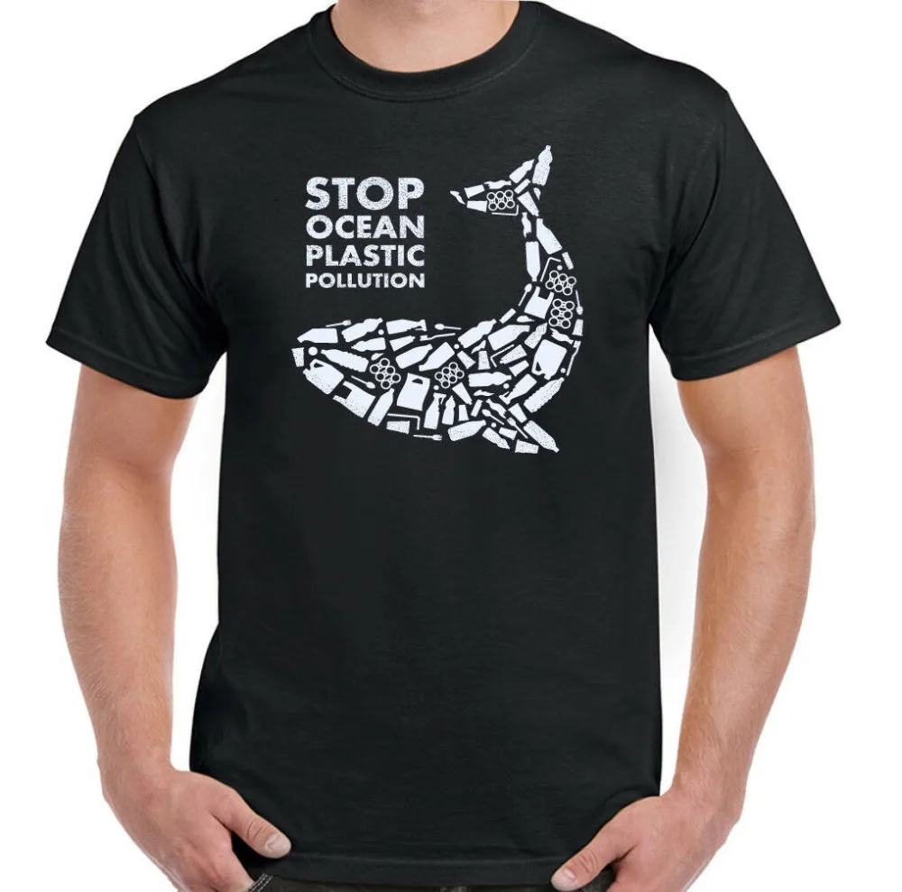Мужская футболка из пластика Stop Ocean экологичный топ с рисунком Кита Новое