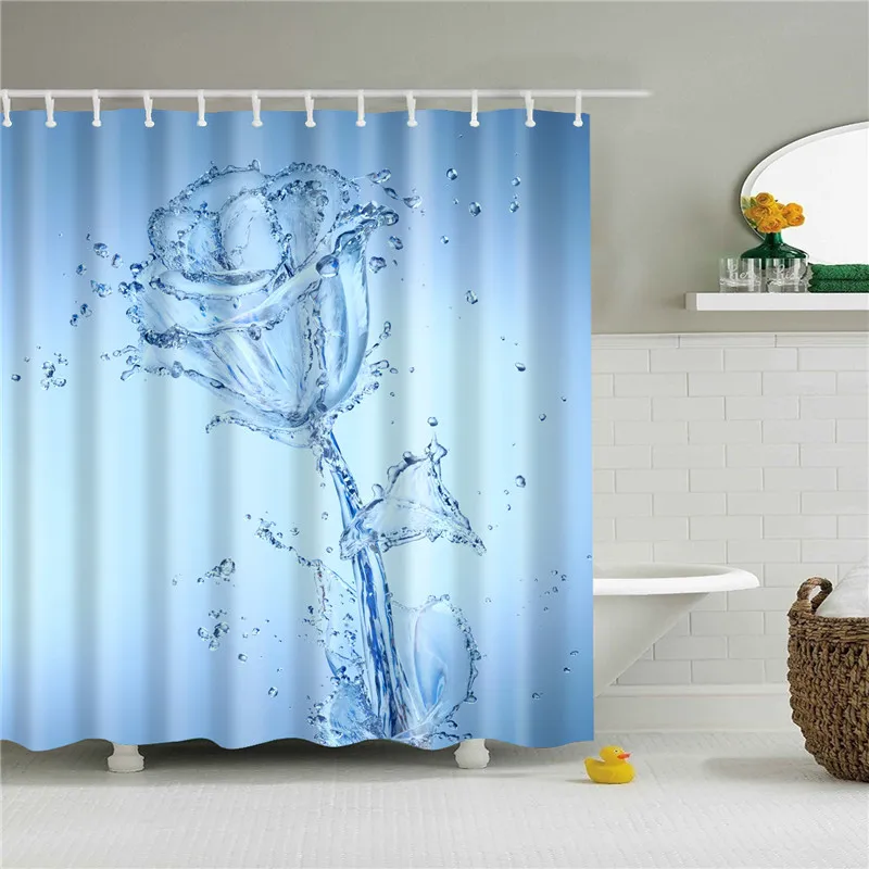 

3D Flower Shower Curtains for Bathroom Waterproof Polyester Bath Curtain with hooks 150*180/180*180/180*200cm Bathroom Screen