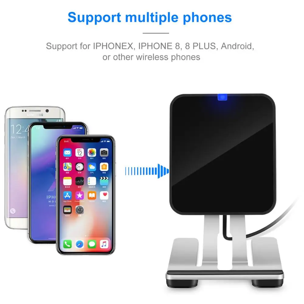 Беспроводное быстрое зарядное устройство 10 Вт Qi сертифицированная Беспроводная