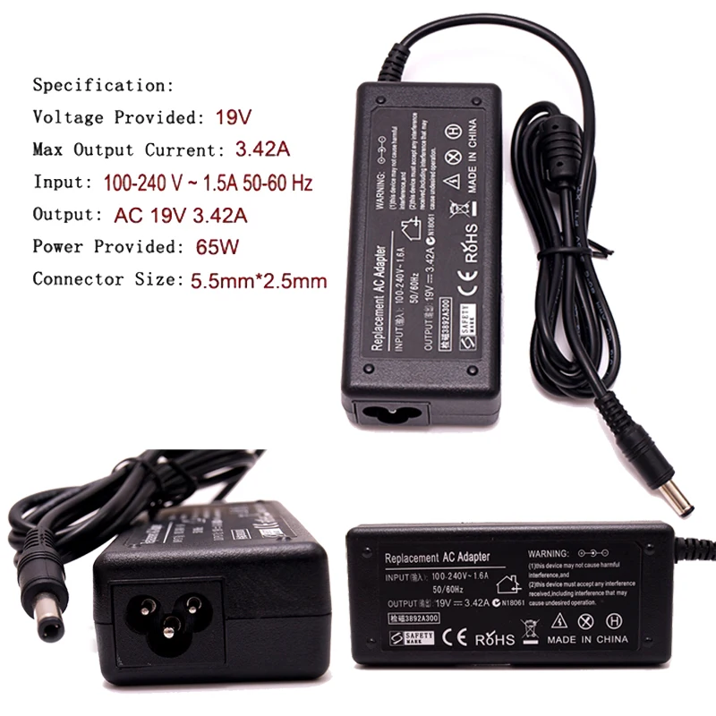 Зарядное устройство для ноутбуков Acer Asus A43E X43BU портативное зарядное 19 в 3 42 А 5 5х2