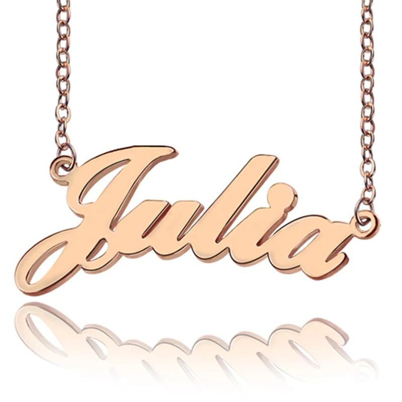 Rosegold Gold Plated Женский именной браслет под заказ ожерелье персонализированное Серебро 925 JULIA Стиль имя ожерелье s ювелирные изделия в стиле минимализма Collier Femme - Окраска металла: Rosegold Gold Plated