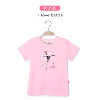 Pink-love ballet Мягкие футболки с принтом для балета и танцев для девочек; летние детские однотонные футболки для танцев; одежда с короткими рукавами для занятий танцами - Цвет: Pink-love ballet