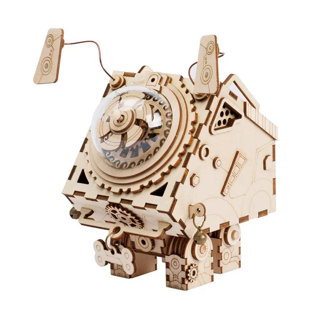 Robotime 5 видов 3D стимпанк головоломка DIY движение собранная деревянная модель игрушки для детей и взрослых тренировка мозга музыкальная шкатулка AM680 - Цвет: Seymour AM480