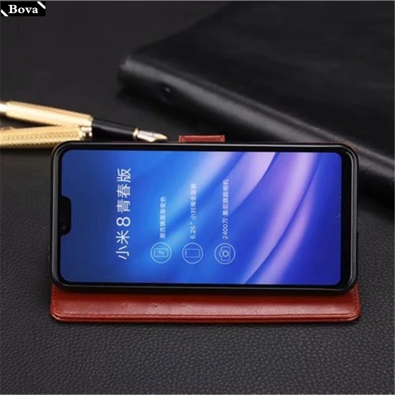 Чехол с держателем для карт Xiaomi Mi8 Lite чехол бумажник из искусственной кожи