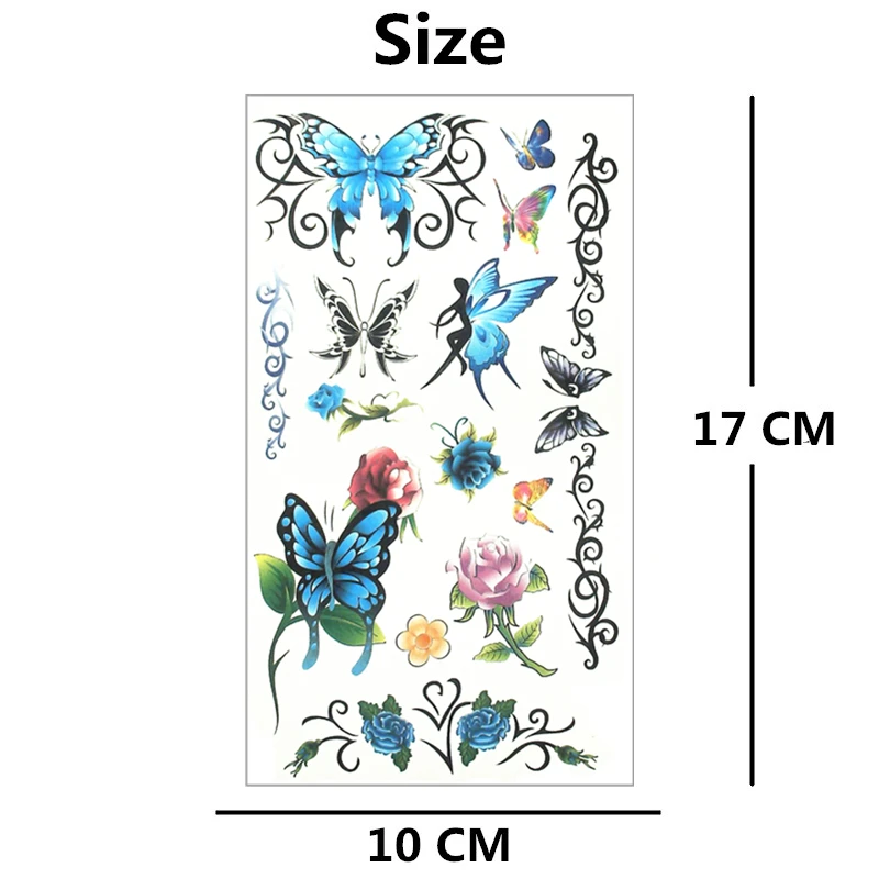 SHNAPIGN синяя бабочка Феи Стиль Временные боди арт флэш татуировки стикер 17*10 см