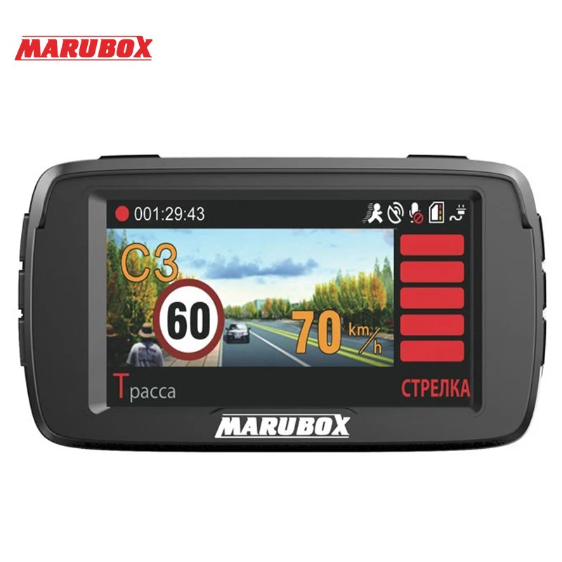 Marubox Автомобильный видеорегистратор радар детектор GPS 3 в 1 HD1296P 170 градусов