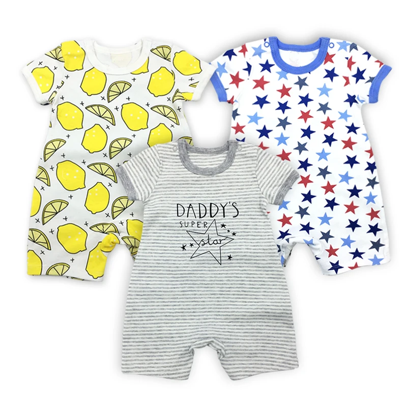 3pcs/1lot New baby rompers Newborn Infant Baby Boy Girl Summer clothes Cute Cartoon Printed Romper Jumpsuit Climbing Clothes | Детская