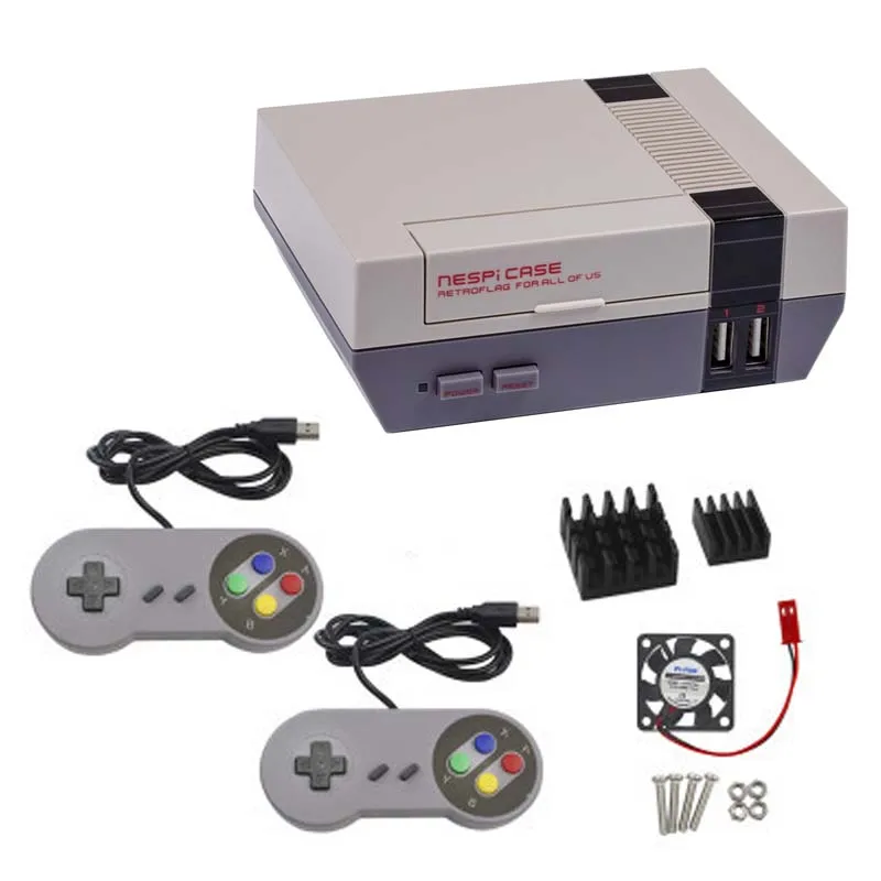 Kit B NESPi чехол Retroflag коробка+ вентилятор+ 16 GB/32G SD карта+ теплоотвод+ геймпад+ 5V 3A питания для Raspberry pi 3B - Цвет: Kit B