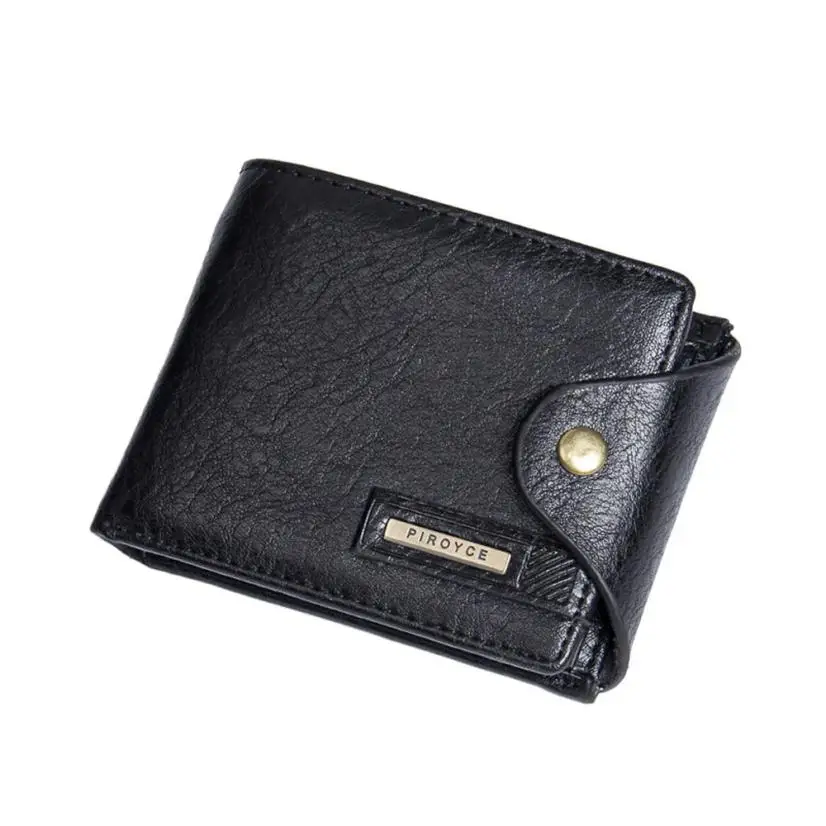 Black Short Men Wallet PU Leather ID Card Holder Billfold Hasp Purse Wallet Business Men Day Clutch#YL5 - Цвет: Black