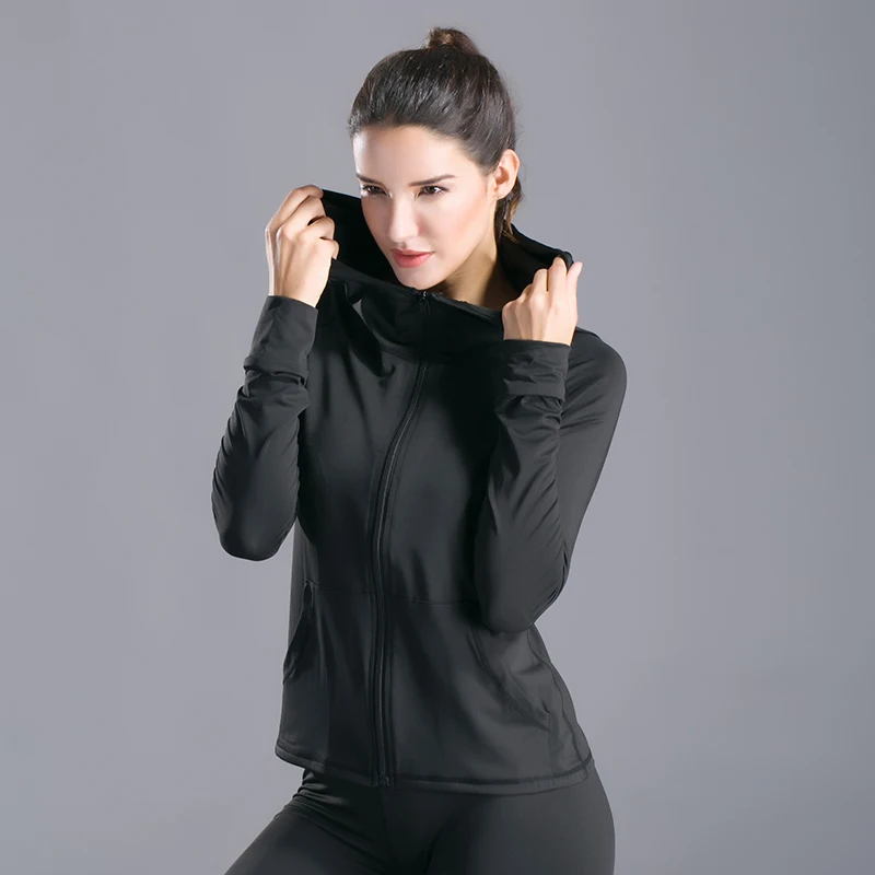 AALAMGEER куртка с капюшоном на молнии для бега йоги Женская толстовка длинным