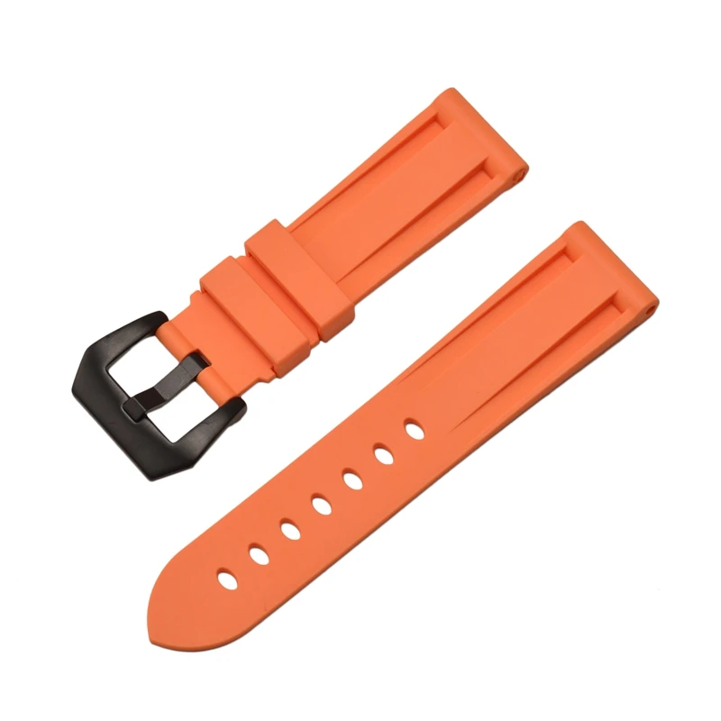 orange black clasp HQ силиконовый ремешок 20 22 24 26 мм камуфляжные часы силиконовый браслет резиновый сменный Браслет наручных часов для PAM ремешок и стальная пряжка - Цвет ремешка: orange black clasp