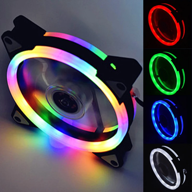 Single-sided Computer Power Supply Fan LED Fans Aurora Light Chassis Red Blue Green White Cooler Single |