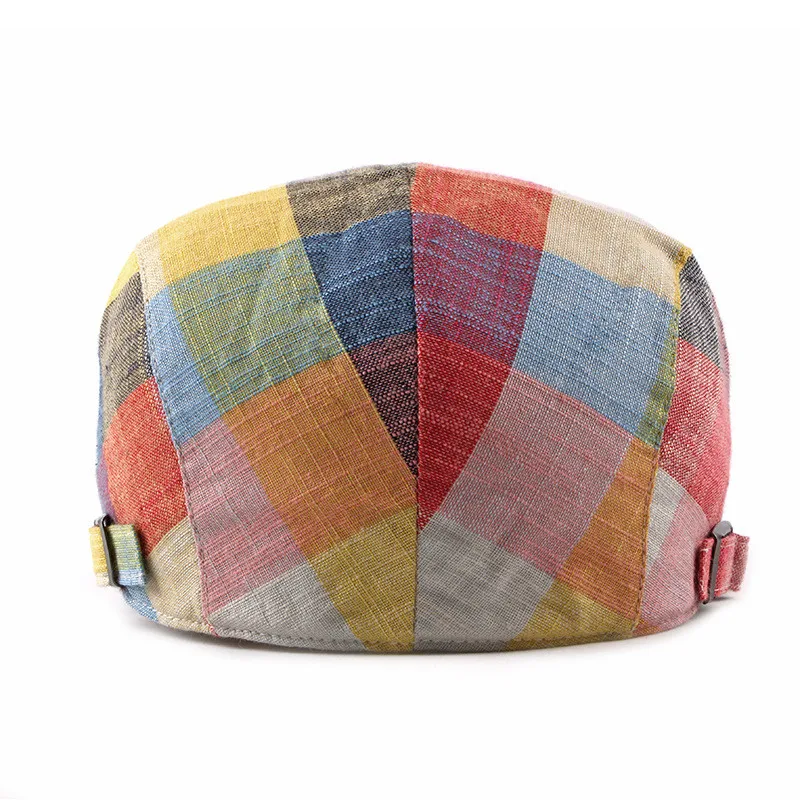 Весенне-летняя цветная клетчатая кепка газетчика, мужская хлопковая кепка с плоским козырьком, женская шляпа, берет художника 05